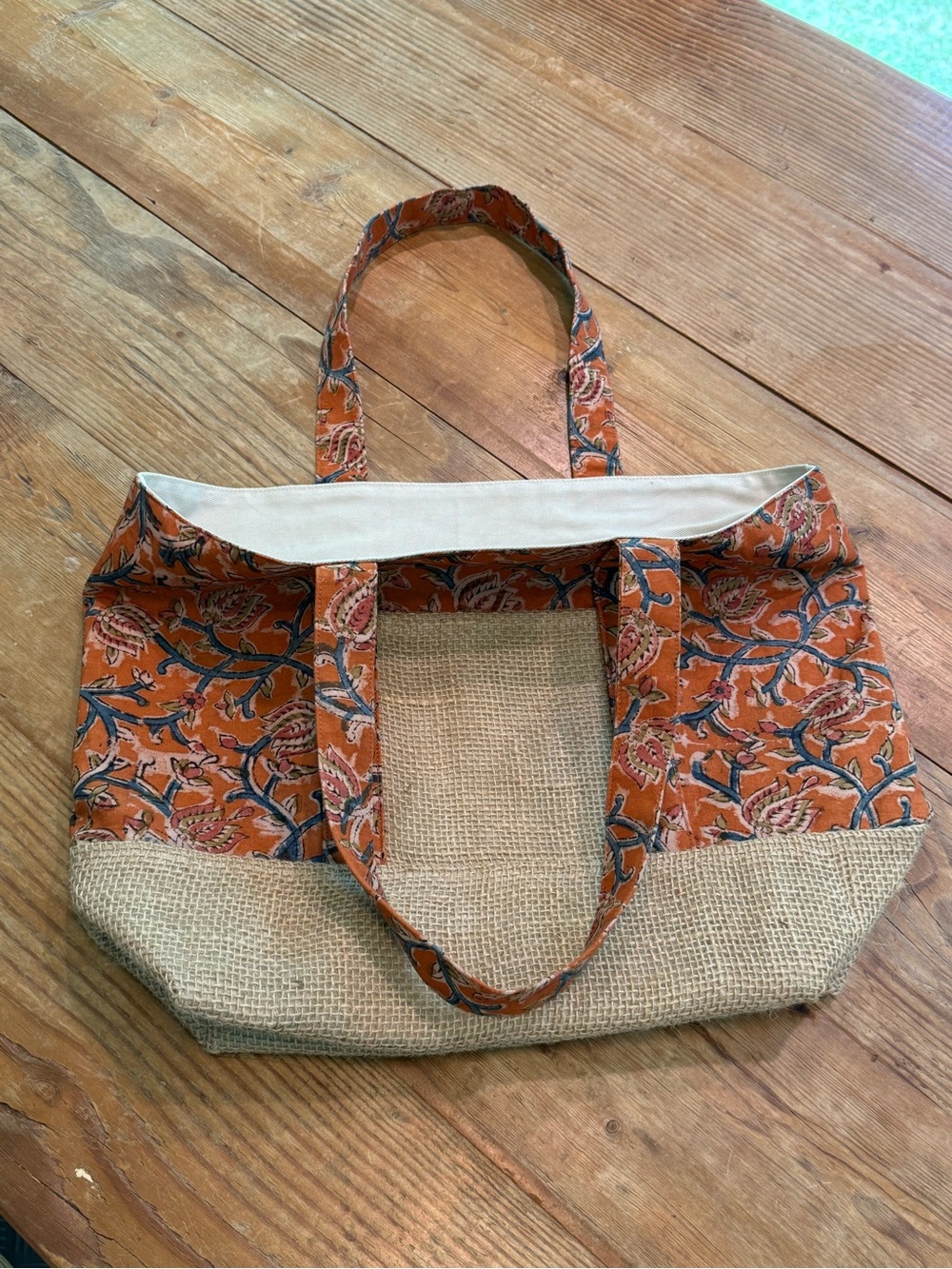 Printed Orange Floral Tote Bag - Picture 7 of 7